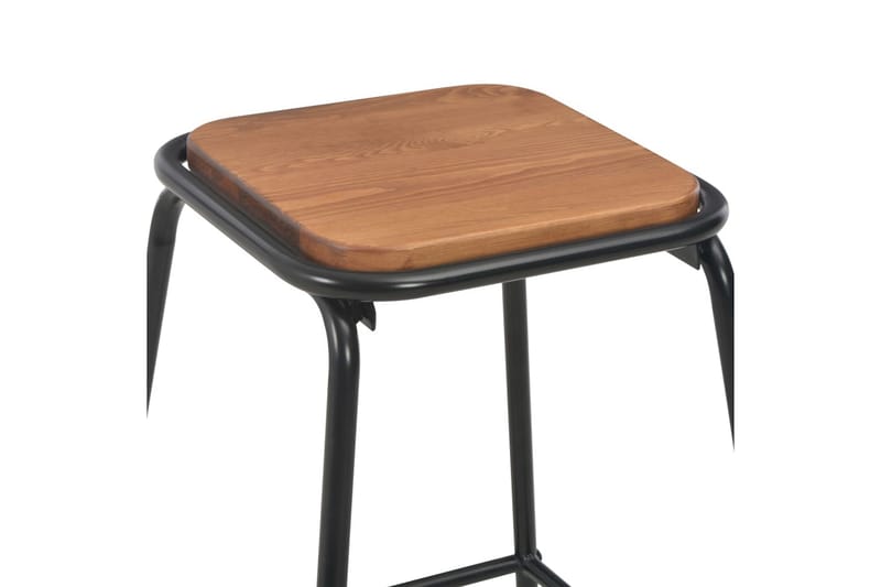 Barstole 4 Stk. Massivt Fyrretræ Og Stål Sort - Brun - Møbler - Stole & lænestole - Barstole