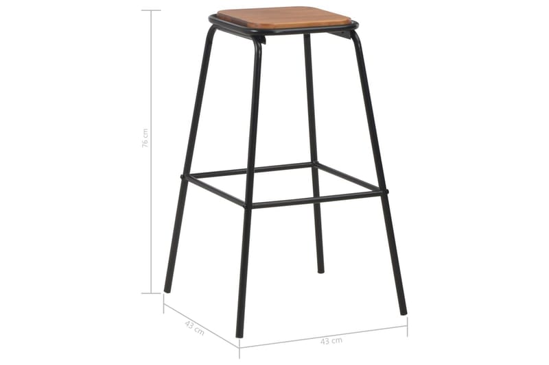 Barstole 4 Stk. Massivt Fyrretræ Og Stål Sort - Brun - Møbler - Stole & lænestole - Barstole