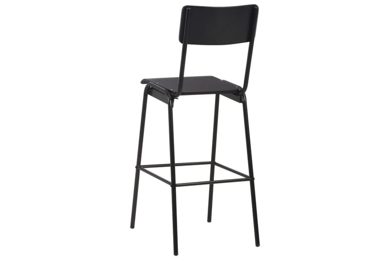 Barstole 4 Stk. Massivt Krydsfinã©R Stål Sort - Sort - Møbler - Stole & lænestole - Barstole