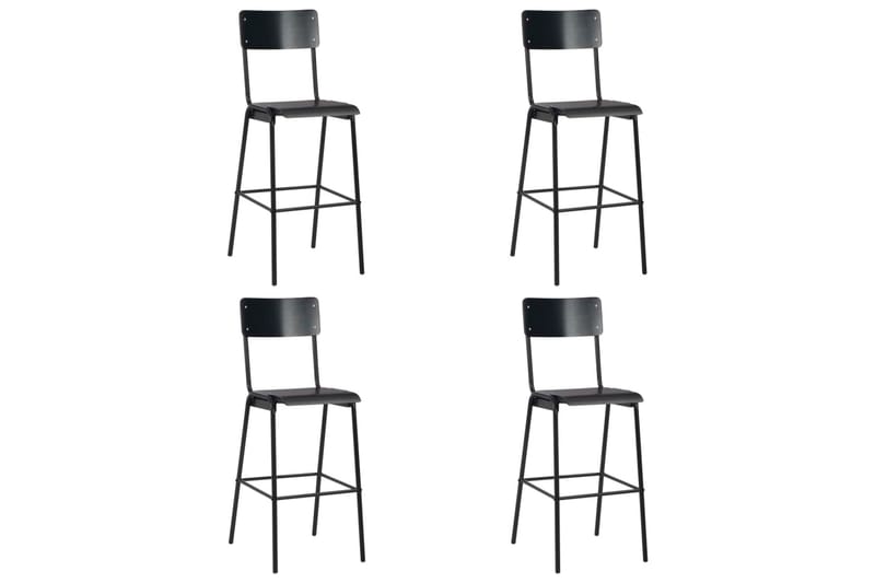 Barstole 4 Stk. Massivt Krydsfinã©R Stål Sort - Sort - Møbler - Stole & lænestole - Barstole