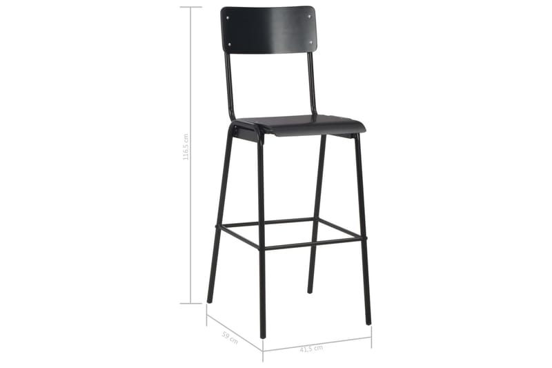 Barstole 4 Stk. Massivt Krydsfinã©R Stål Sort - Sort - Møbler - Stole & lænestole - Barstole