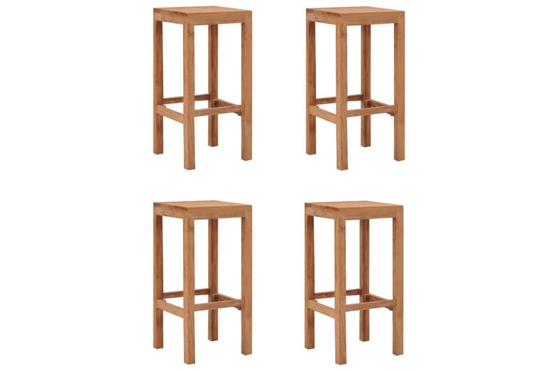 Barstole 4 Stk. Massivt Teaktræ - Brun - Møbler - Stole & lænestole - Barstole
