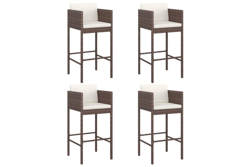 barstole 4 stk. med hynder polyrattan brun - Brun - Møbler - Stole & lænestole - Barstole