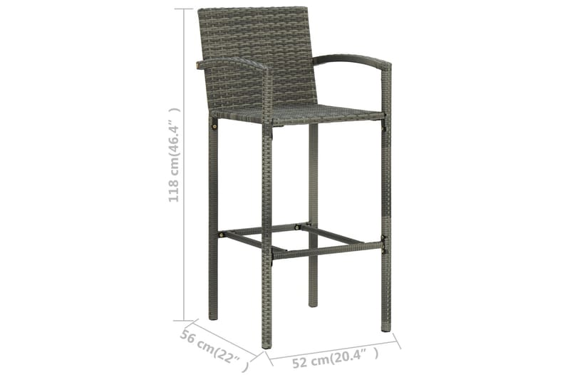 barstole 4 stk. polyrattan grå - Grå - Barstole