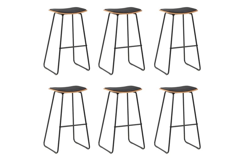 Barstole 6 Stk. Kunstlæder Sort - Sort - Møbler - Stole & lænestole - Barstole
