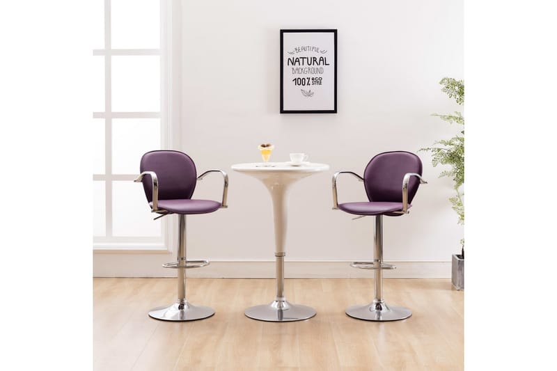 barstole med armlæn 2 stk. kunstlæder lilla - Violet - Møbler - Stole & lænestole - Barstole