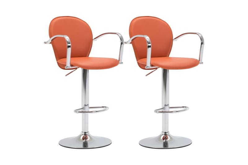 barstole med armlæn 2 stk. kunstlæder orange - Orange - Barstole