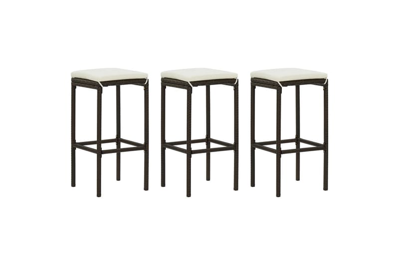 Barstole med hynder 3 stk. polyrattan brun - Brun - Møbler - Stole & lænestole - Barstole