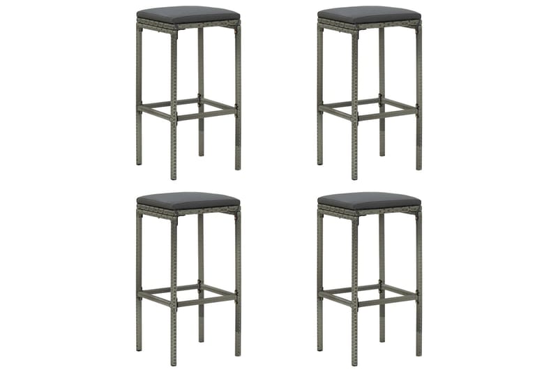 Barstole med hynder 4 stk. polyrattan grå - Grå - Møbler - Stole & lænestole - Barstole
