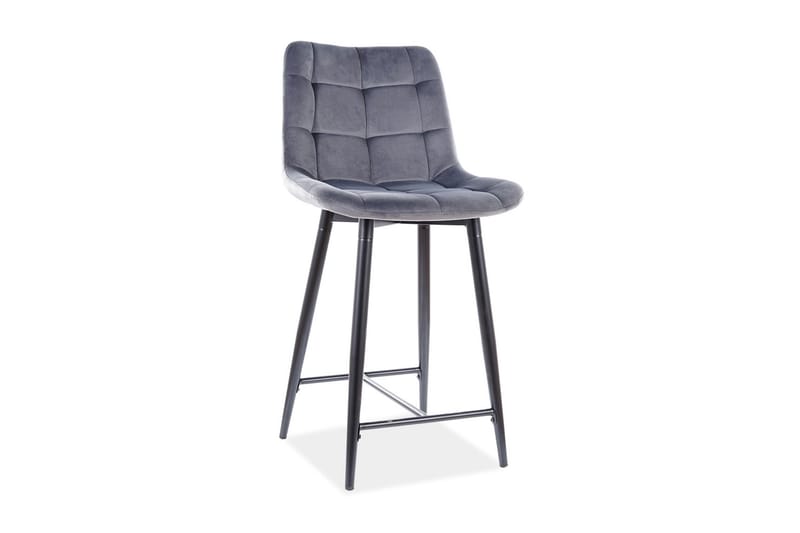 Begin Barstol Lav - Velour/Grå/Sort - Møbler - Stole & lænestole - Barstole