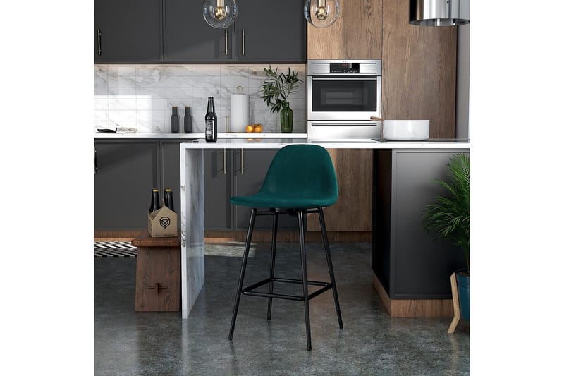 Calvin Barstol Grøn/Velour - Dorel Home - Møbler - Stole & lænestole - Barstole