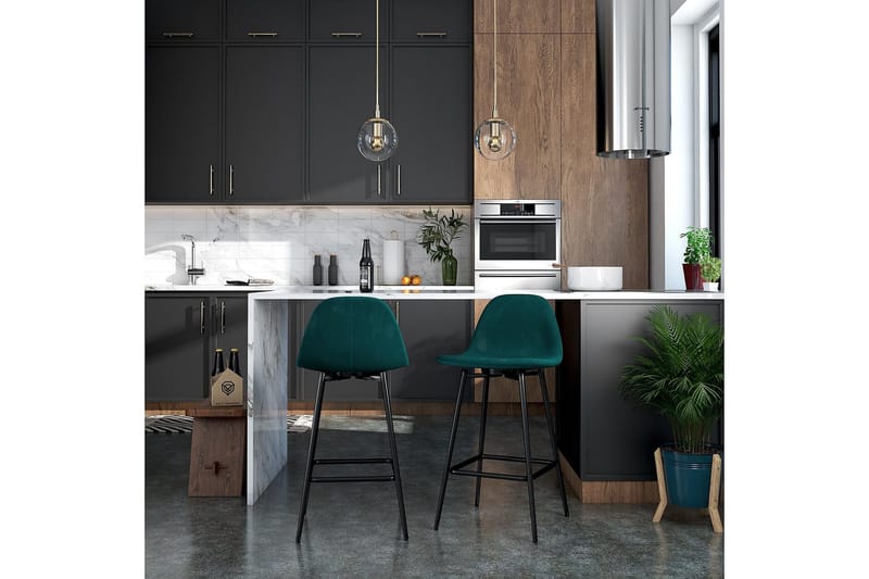 Calvin Barstol Grøn/Velour - Dorel Home - Møbler - Stole & lænestole - Barstole