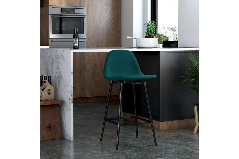 Calvin Barstol Grøn/Velour - Dorel Home - Møbler - Stole & lænestole - Barstole