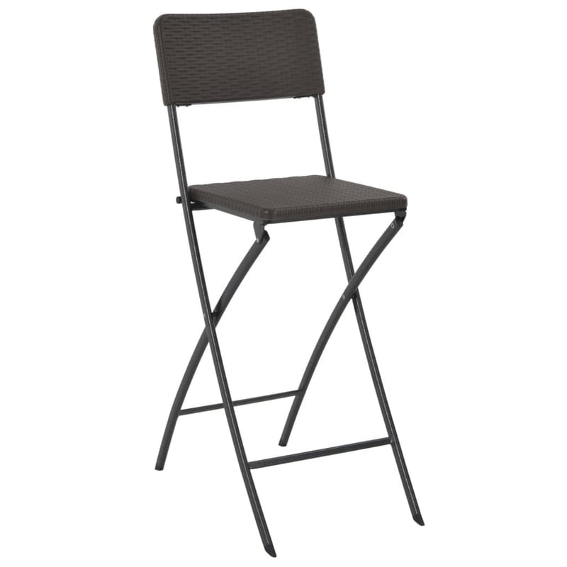 Foldbare Barstole 2 Stk. Hdpe Og Stål Brun Rattanlook - Brun - Møbler - Stole & lænestole - Barstole