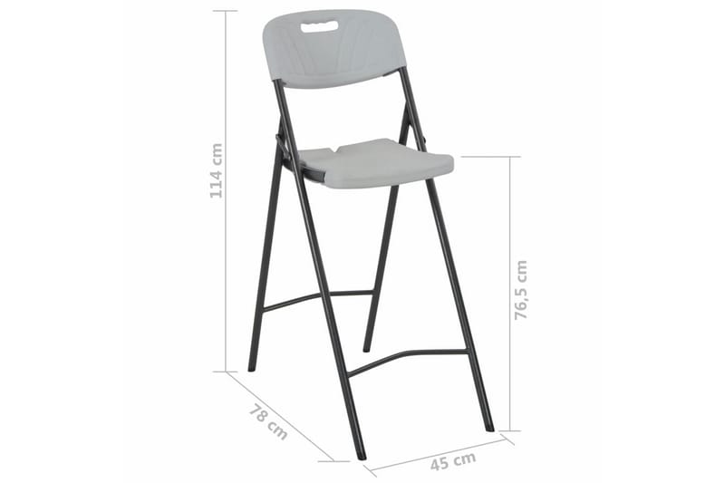 Foldbare Barstole 2 Stk. Hdpe Og Stål Hvid - Hvid - Møbler - Stole & lænestole - Barstole