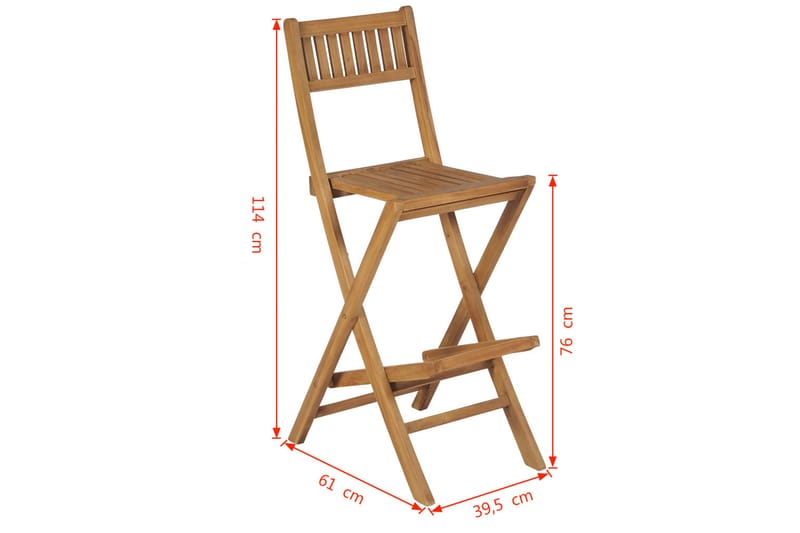 Foldbare Udendørs Barstole 2 Stk. Massivt Teaktræ - Brun - Barstole