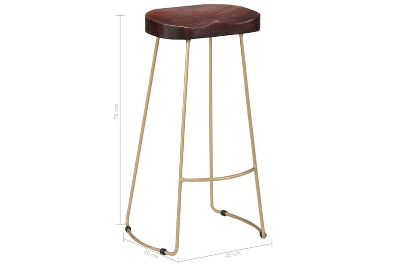 Gavin-Barstole 2 Stk. 45 X 40 X 78 Cm Massivt Mangotræ - Brun - Møbler - Stole & lænestole - Barstole