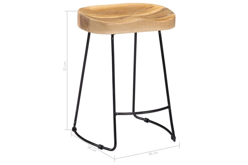 Gavin-Barstole 2 Stk. 46 X 38 X 52 Cm Massivt Mangotræ - Brun - Møbler - Stole & lænestole - Barstole
