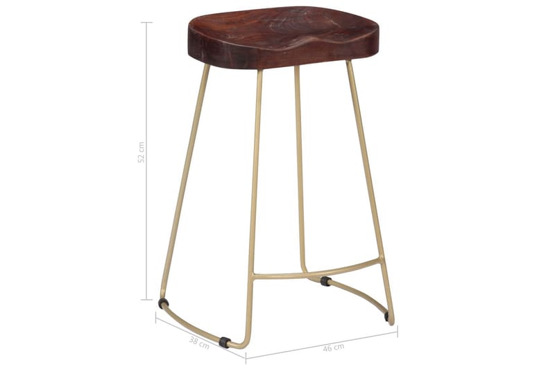 Gavin-Barstole 2 Stk. 46 X 38 X 52 Cm Massivt Mangotræ - Brun - Møbler - Stole & lænestole - Barstole