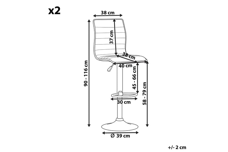 Lucernia Barstol 2stk - Kunstlæder/Sort - Møbler - Stole & lænestole - Barstole