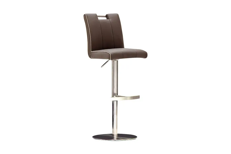 Navajo Barstol Rund Fod Kunstlæder - Brun/Stål - Møbler - Stole & lænestole - Barstole