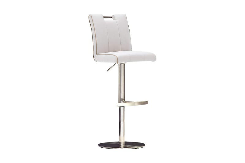 Navajo Barstol Rund Fod Kunstlæder, Hvid/Stål