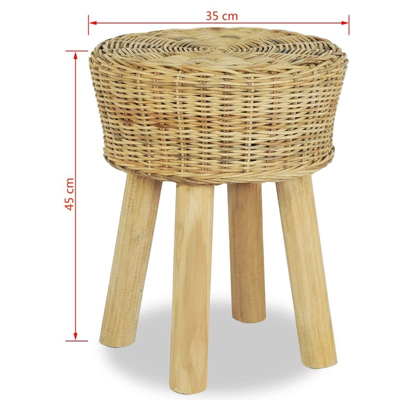 Taburet 35 X 45 Cm Naturligt Rattan - Brun - Barstole