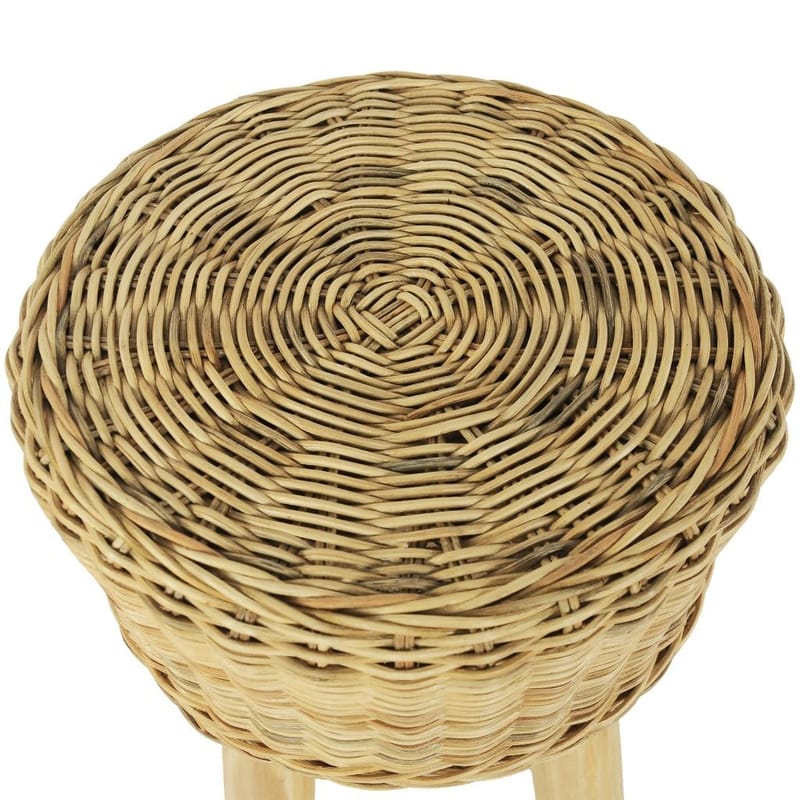 Taburet 35 X 45 Cm Naturligt Rattan - Brun - Møbler - Stole & lænestole - Barstole