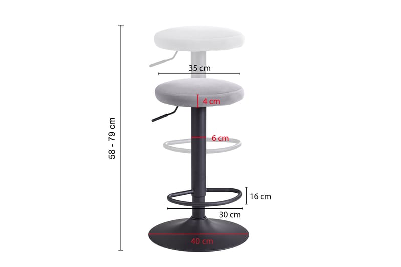 Willowdale Barstol - Lysegrå/Sort - Barstole