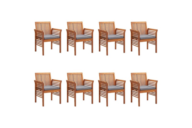 beBasic havestole med hynder 8 stk. massivt akacietræ - Brun - Møbler - Stole & lænestole - Spisebordsstole & køkkenstole