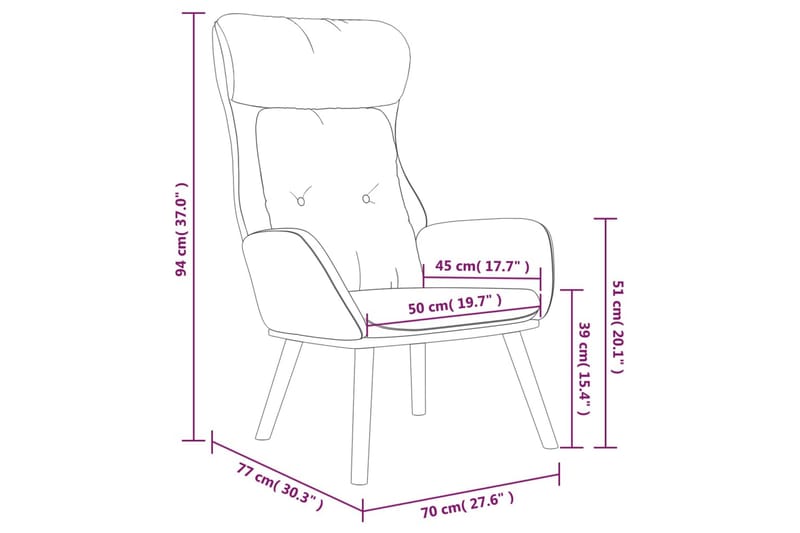 beBasic lænestol stof og PVC sort - Sort - Lænestole