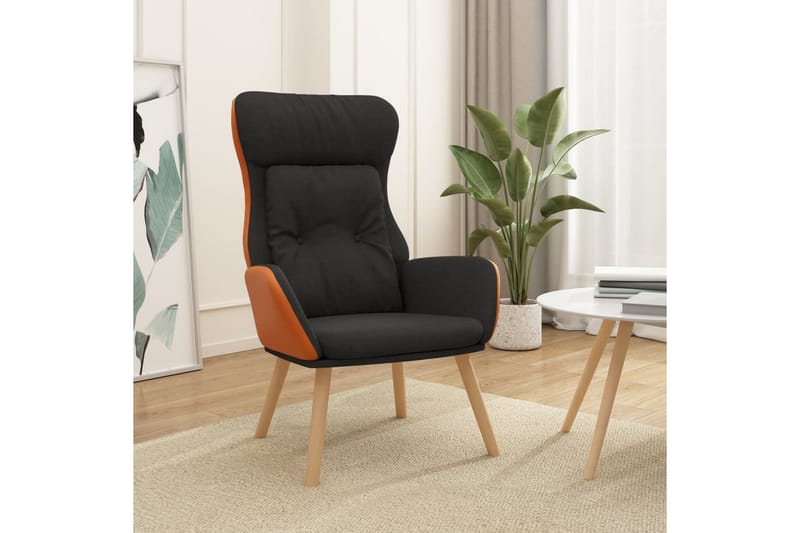 beBasic lænestol stof og PVC sort - Sort - Møbler - Stole & lænestole - Lænestole