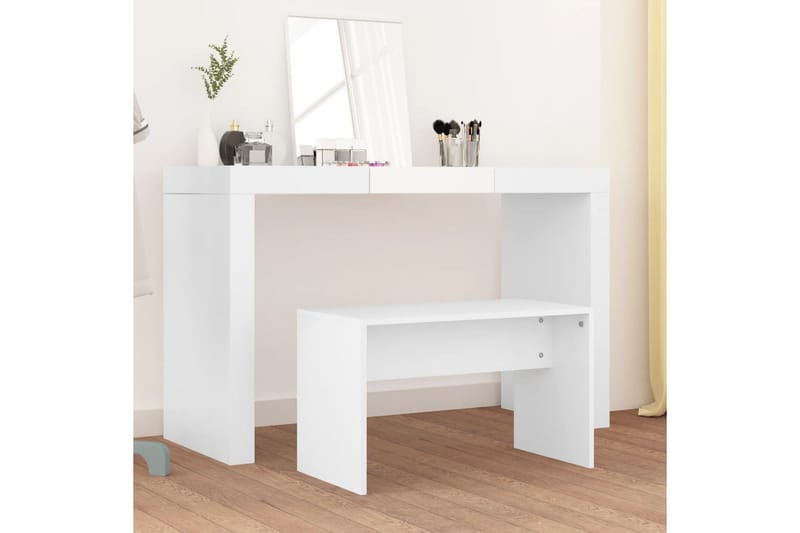 beBasic skammel til makeupbord 70x35x45 cm konstrueret træ hvid - Hvid - Taburet & skammel