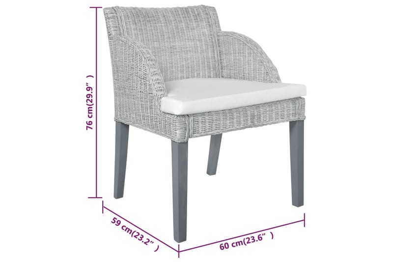 beBasic spisebordsstol med hynde naturlig rattan grå - GrÃ¥ - Møbler - Stole & lænestole - Spisebordsstole & køkkenstole