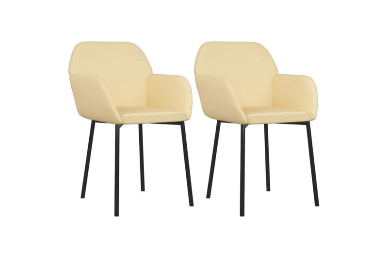 beBasic spisebordsstole 2 stk. fløjl cremefarvet - Creme - Møbler - Stole & lænestole - Spisebordsstole & køkkenstole
