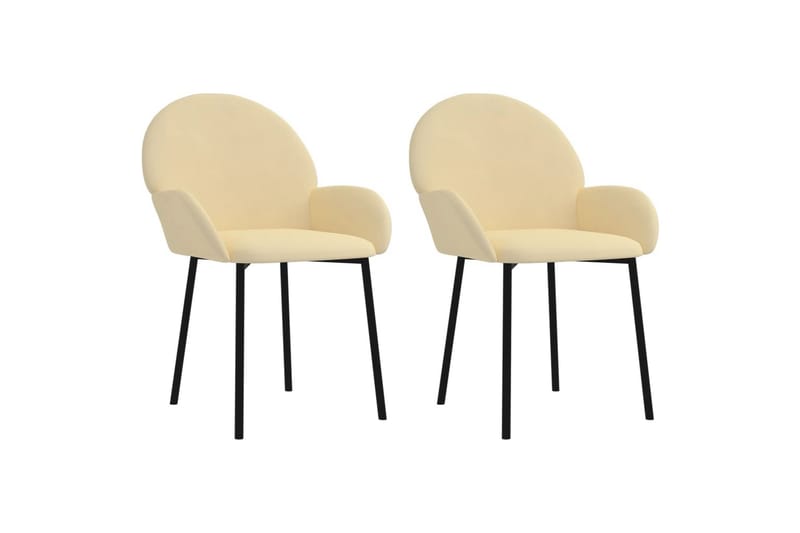 beBasic spisebordsstole 2 stk. fløjl cremefarvet - Creme - Møbler - Stole & lænestole - Spisebordsstole & køkkenstole