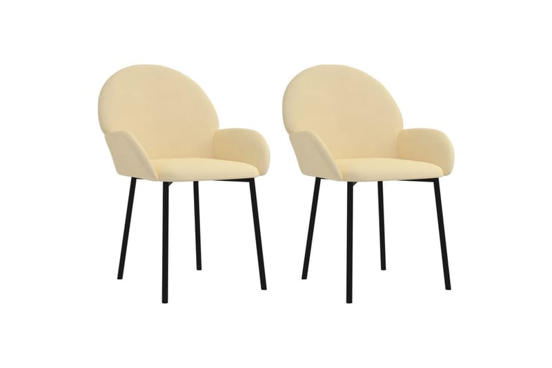 beBasic spisebordsstole 2 stk. fløjl cremefarvet - Creme - Spisebordsstole & køkkenstole