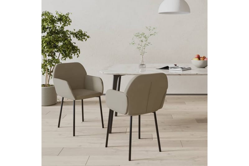 beBasic spisebordsstole 2 stk. fløjl lysegrå - GrÃ¥ - Spisebordsstole & køkkenstole