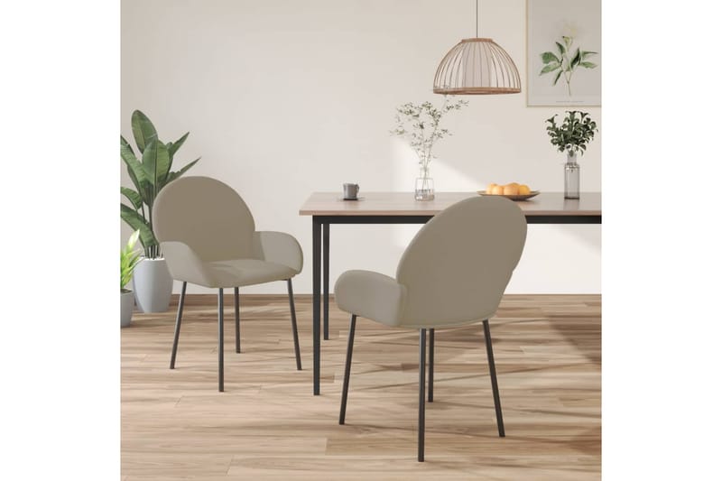 beBasic spisebordsstole 2 stk. fløjl lysegrå - GrÃ¥ - Spisebordsstole & køkkenstole