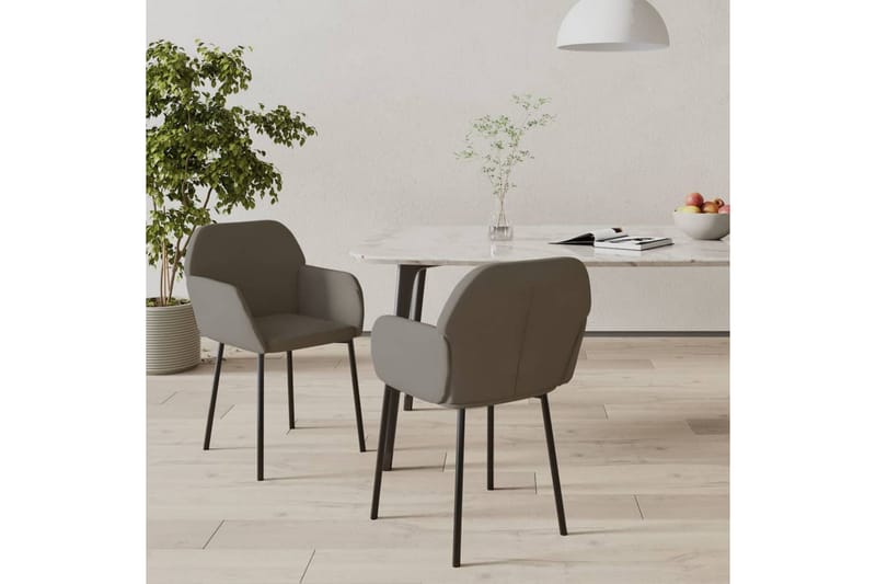 beBasic spisebordsstole 2 stk. fløjl mørkegrå - GrÃ¥ - Spisebordsstole & køkkenstole