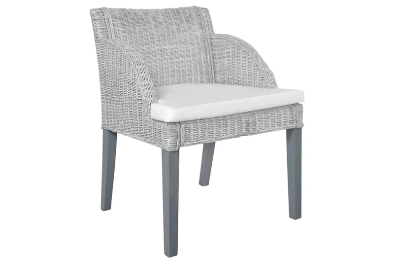 beBasic spisebordsstole 2 stk. med hynder naturlig rattan grå - GrÃ¥ - Møbler - Stole & lænestole - Spisebordsstole & køkkenstole