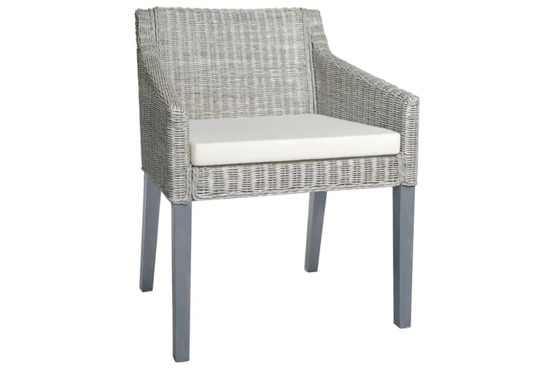 beBasic spisebordsstole 2 stk. med hynder naturlig rattan grå - GrÃ¥ - Møbler - Stole & lænestole - Spisebordsstole & køkkenstole