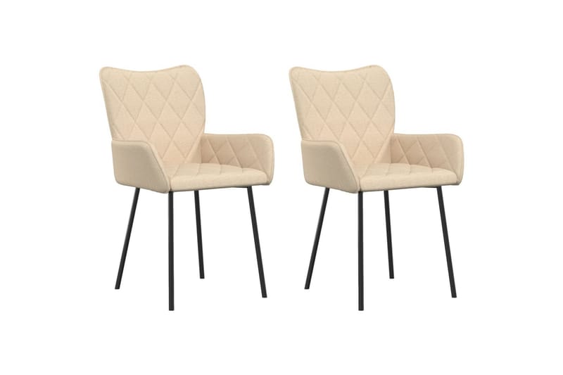 beBasic spisebordsstole 2 stk. stof cremefarvet - Creme - Møbler - Stole & lænestole - Spisebordsstole & køkkenstole