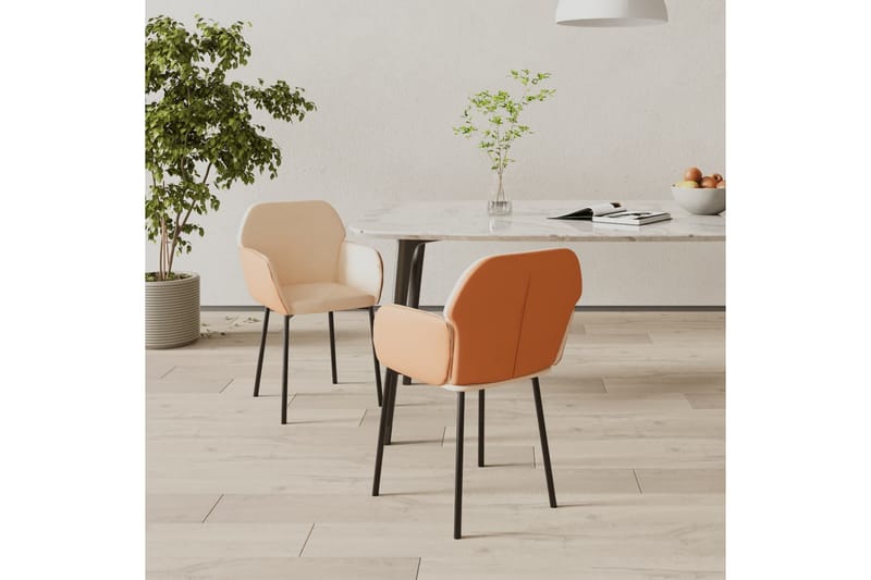 beBasic spisebordsstole 2 stk. stof og kunstlæder cremefarvet - Creme - Spisebordsstole & køkkenstole