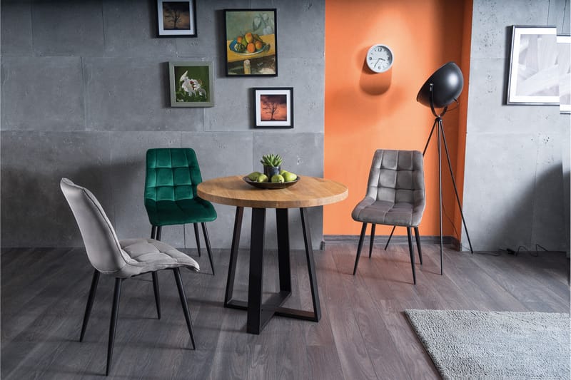 Begin Spisebordsstol 4 stk - Velour/Grå - Spisebordsstole & køkkenstole