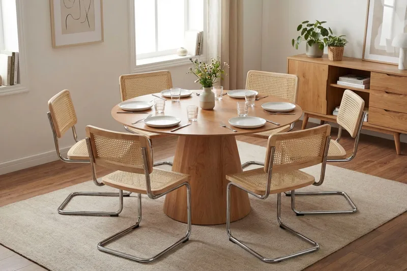 Build spisebordsstol i rattan - Natur/krom - Møbler - Stole & lænestole - Spisebordsstole & køkkenstole