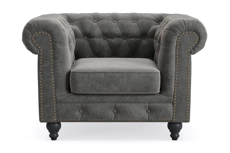 Chesterfield Deluxe Lænestol, Mørkegrå