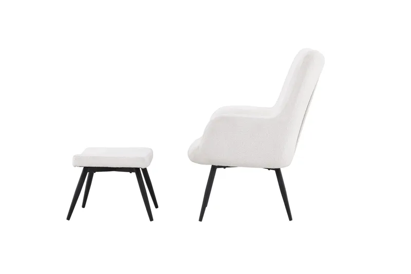 Como Lænestol i Bouclé med Metalben - Offwhite - Møbler - Stole & lænestole - Lænestole
