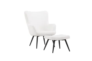 Como Lænestol i Bouclé med Metalben - Offwhite - Møbler - Stole & lænestole - Lænestole