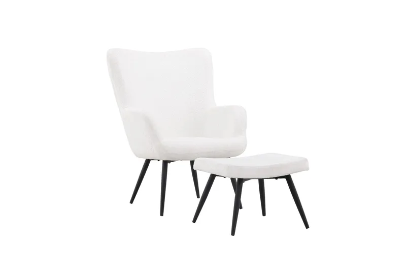 Como Lænestol i Bouclé med Metalben - Offwhite - Møbler - Stole & lænestole - Lænestole